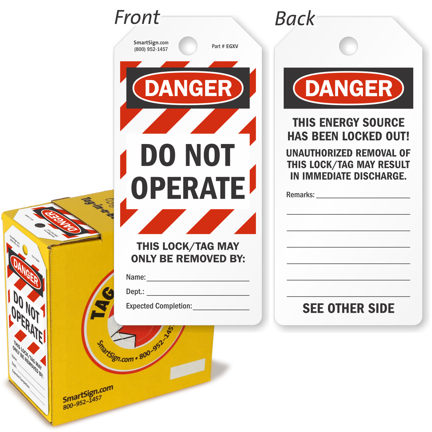 Danger Do Not Operate Tag In A Box Tag With Fiber Patch SKU T BOX 128