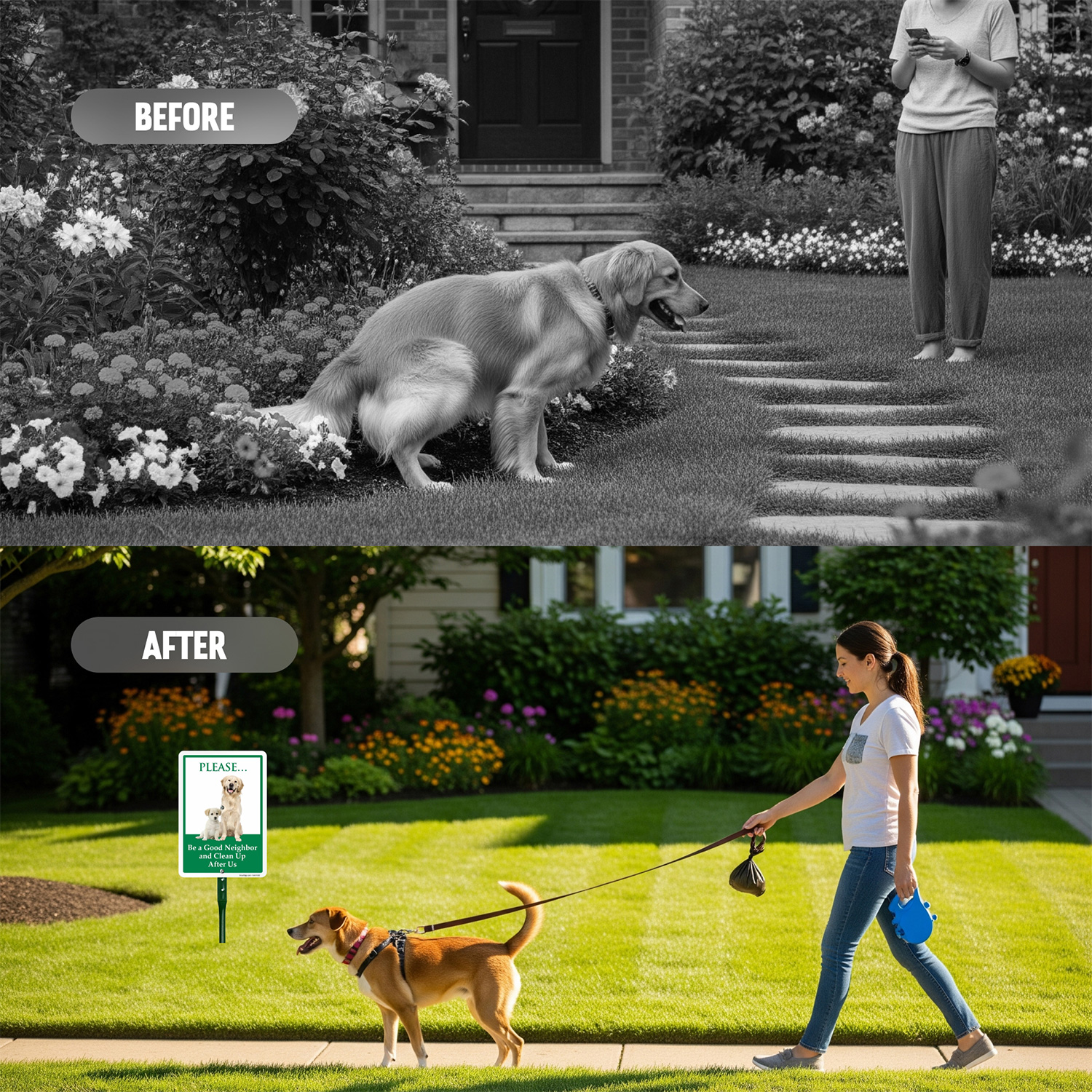 Please Be A Good Neighbor and Clean Up After Us Dog Poop Sign, SKU