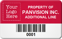 Asset Label, Property of Company Name with Barcode