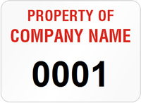 Asset Label, Property of Company Name with Numbering