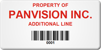 Asset Label, Property of Company Name with Barcode