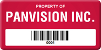 Asset Label, Property of Company Name with Barcode