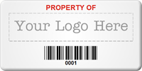 Asset Label, Property of Company Name with Barcode
