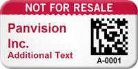 Custom 2D Not For Resale Barcode Asset Tag