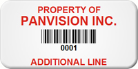 Asset Label, Property of Company Name with Barcode