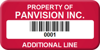 Asset Label, Property of Company Name with Barcode