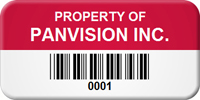 Asset Label, Property of Company Name with Barcode