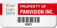 SunGuard Asset Label, Add Company Name with Barcode