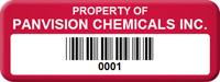 Asset Label Property of Company Name with Barcode