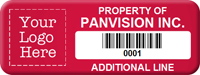 Asset Label Property of Company Name with Barcode