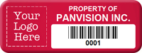Asset Label Property of Company Name with Barcode