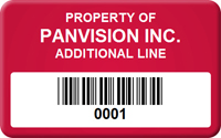 Asset Label, Property of Company Name with Barcode
