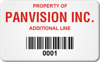 Asset Label, Property of Company Name with Barcode