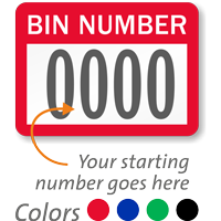 BIN NUMBER Label numbering pack of 1000