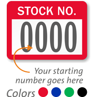 STOCK NO. Label numbering pack of 1000