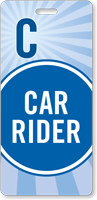 Car Rider Pass Backpack Tag, Blue Stripes Design
