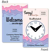 Custom We Will Be Back Clock Sign With Logo