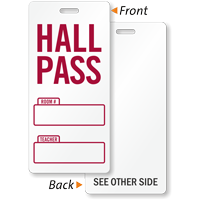 School Hall Pass Tag Writable Teacher Name Room