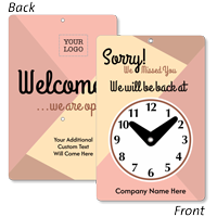 Personalized Welcome We Are Open Be Back Clock Sign