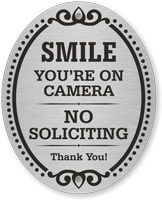 No Soliciting Thank You DiamondPlate Door Sign