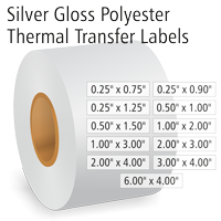 Silver Gloss Polyester Thermal Transfer Labels