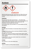 Acetone Danger Large GHS Chemical Label