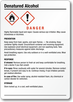 Denatured Alcohol Chemical GHS Label, 5in. x 3.5in.