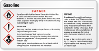 Gasoline Danger Small GHS Chemical Label