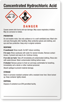 Concentrated Hydrochloric Acid Large GHS Chemical Label