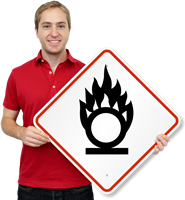 GHS Oxidizing Flame Over Circle Pictogram ISO Sign