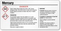 Mercury Danger Tiny GHS Chemical Label