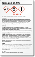 Nitric Acid 50 70% Chemical GHS Label, 7.75in. x 4.75in.