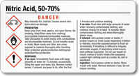 Nitric Acid 50 70% Chemical GHS Label, 2in. x 3.75in.