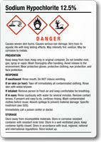 Sodium Hypochlorite 12.5% Chemical GHS Label, 5in. x 3.5in.