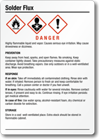 Solder Flux Chemical GHS Label, 5in. x 3.5in.