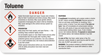 Toluene Small Danger GHS Chemical Label