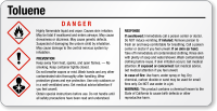 Toluene Tiny Danger GHS Chemical Label