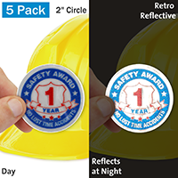 1 Year Safety Award Hard Hat Label