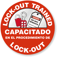 Bilingual Lockout Trained Hard Hat Decal