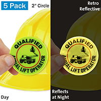 Qualified Aerial Lift Operator Hard Hat Label
