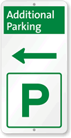 Additional Parking Sign with Left Arrow and Symbol