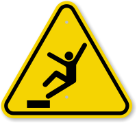 ISO Drop, Fall Hazard Symbol Warning Sign