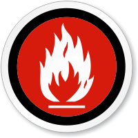 No Flammable Material Symbol ISO Circle Sign