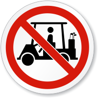 No Golf Cart Symbol ISO Prohibition Circular Sign