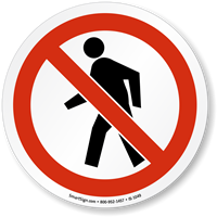 No Pedestrians ISO Circle Sign