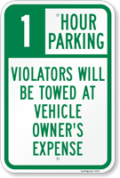 1 Hour Parking Sign