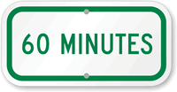 60 MINUTES Time Limit Parking Sign