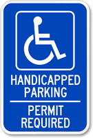 Handicapped Parking Permit Required Sign