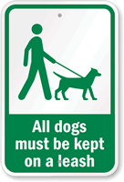 All Dogs Kept On A Leash Sign