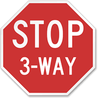 Stop 3-Way 24 in. x 24 in. Reflective Aluminum Sign
